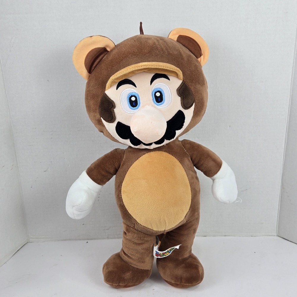 Super Mario Tanooki Suit Raccoon 16" Plush Stuffed Animal Toy NICE CONDITION